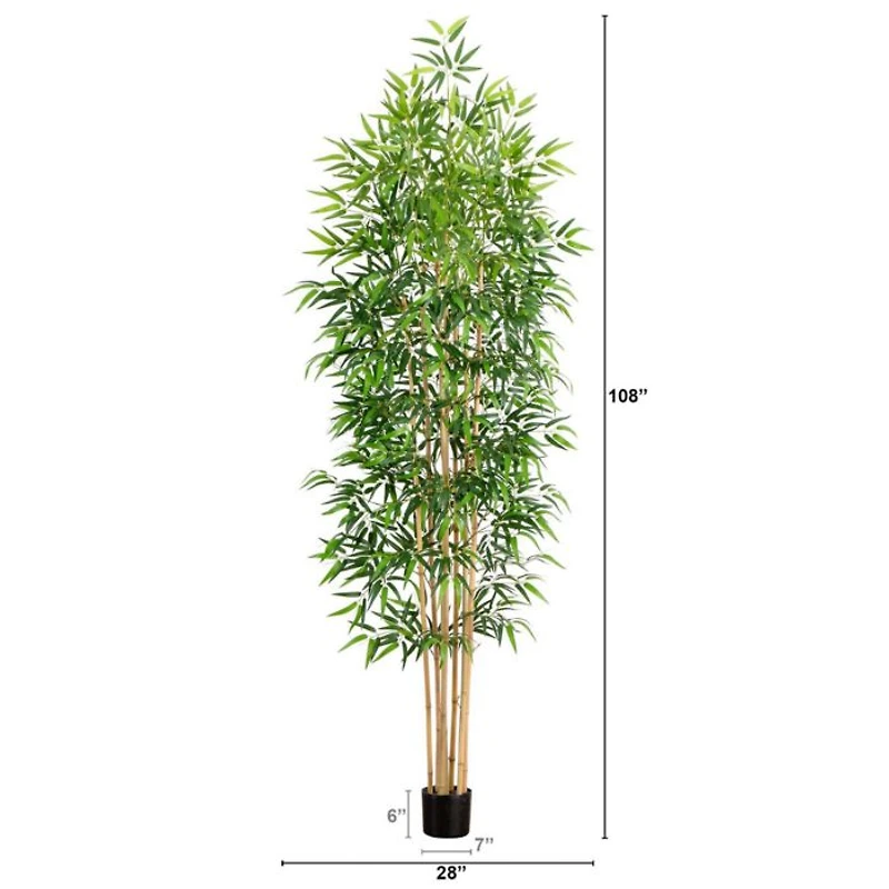 9' Artificial Bamboo Tree with Real Bamboo Trunks