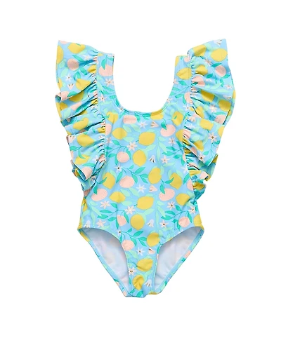 Snapper Rock Unisex Lemon Drops Wide Frill Swimsuit-Baby