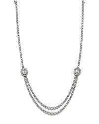 Bloomingdale's Fine Collection Diamond Round & Baguette Halo Mosaic Double Row Tennis Necklace