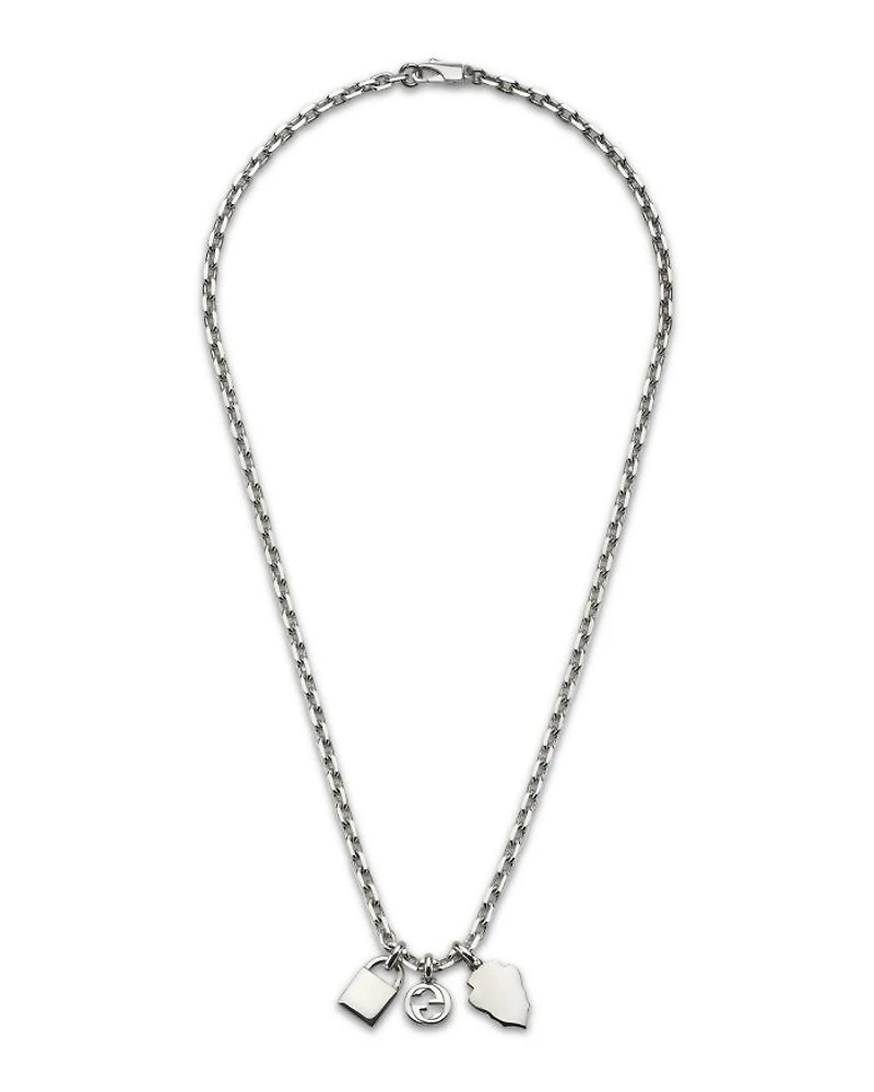 Sterling Silver Trademark Three Charm Logo Pendant Necklace, 20"