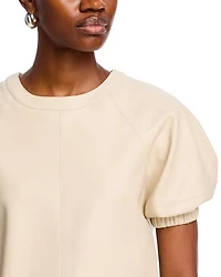 Reilly Faux Leather Puff Sleeve Top