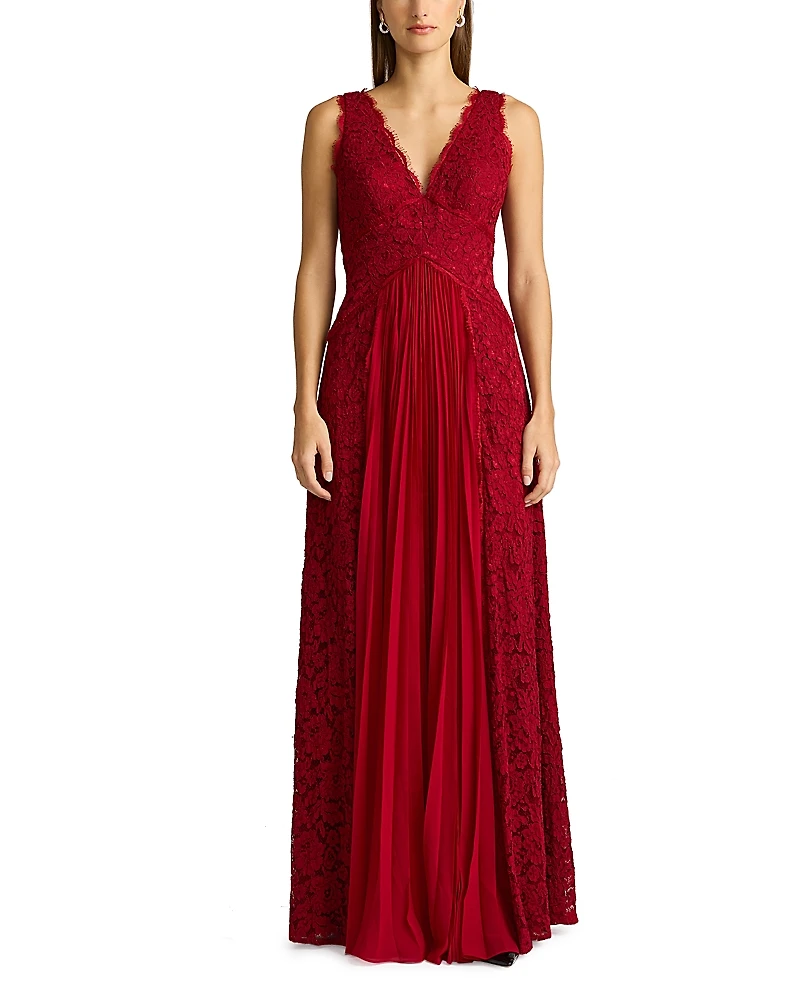 Zac Posen Pleated Lace Gown
