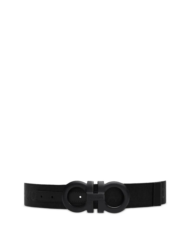 Men's Double Gancini Buckle Webbing Fabric Belt