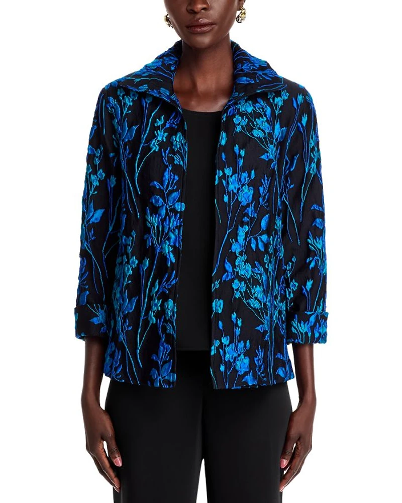 Floral Jacquard A Line Jacket