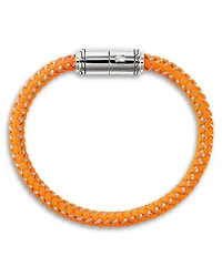 Men's Stainless Steel Orange Rubber & Enamel Woven Bracelet