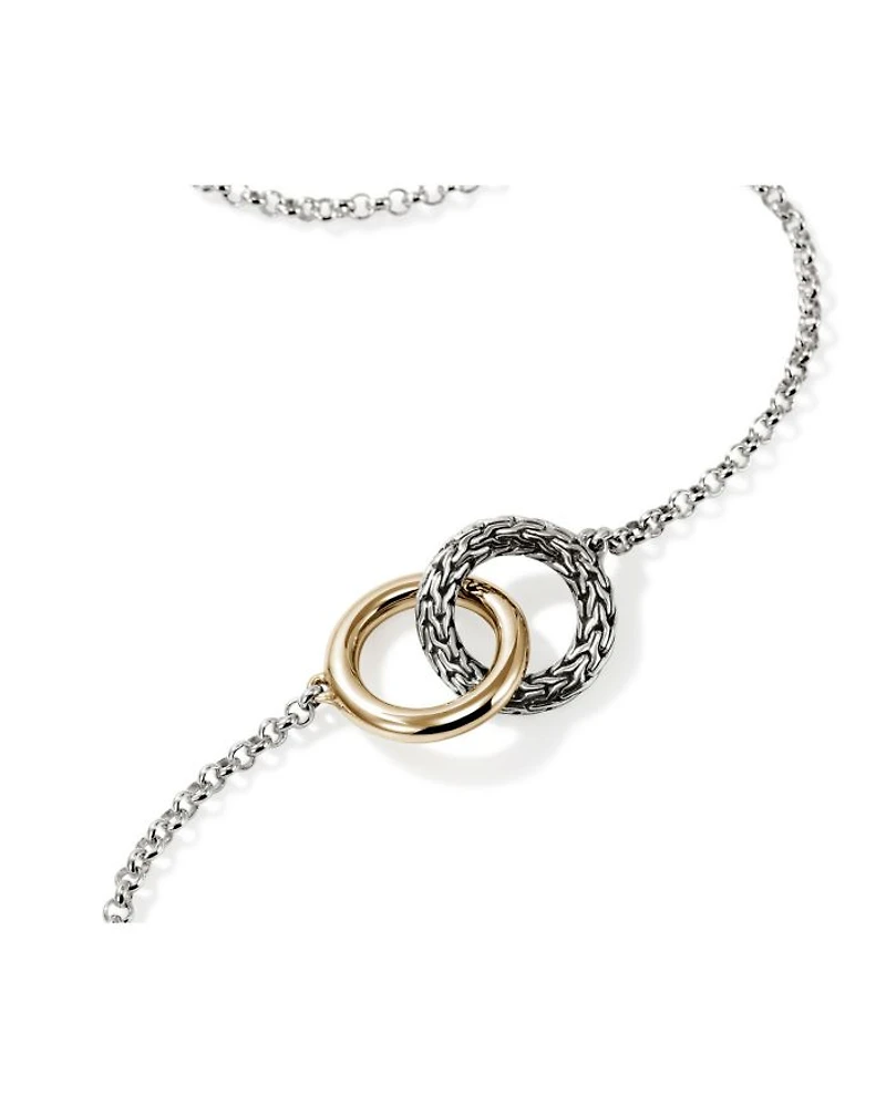 14K Yellow Gold & Sterling Silver JH Essentials Linked Ring Pendant Necklace, 16"-18"