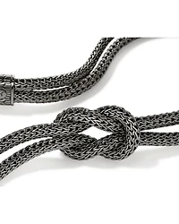 Black Rhodium-Plated Sterling Silver Love Knot Double Woven Chain Statement Necklace, 16"