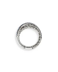 Sterling Silver JH Essentials Blue Sapphire Pavé Crossover Statement Ring