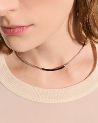 Sterling Silver JH Essentials Sapphire Pavé Curved Bar Necklace