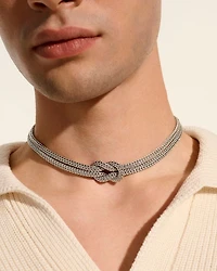 Sterling Silver Love Knot Double Woven Chain Statement Necklace, 16"