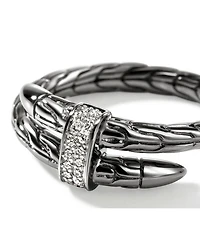 Black Rhodium-Plated Sterling Silver Spear Diamond Wrap Ring