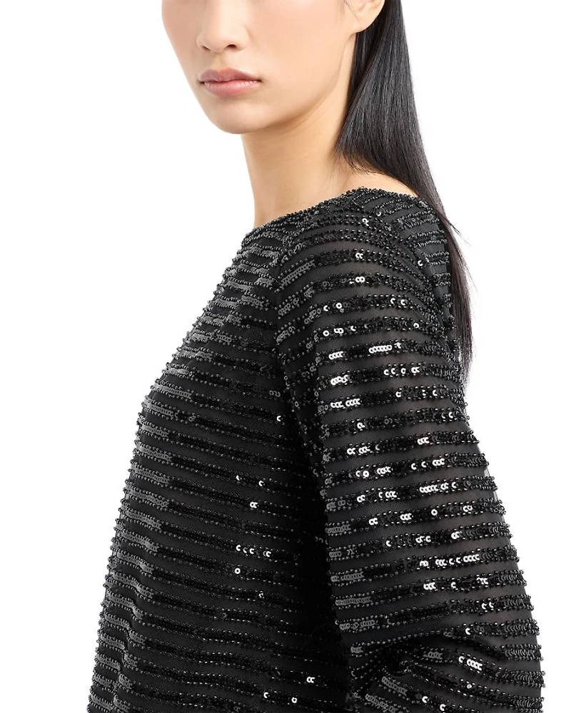 Sequined Stripe Mini Dress