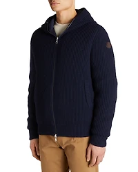 Moncler Wool & Cashmere Reversible Full Zip Down Hoodie