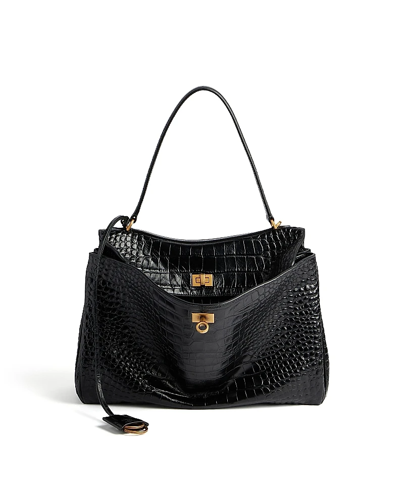 Balenciaga Rodeo Medium Handbag Crocodile Embossed