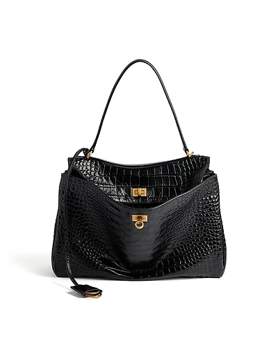 Balenciaga Rodeo Medium Handbag Crocodile Embossed