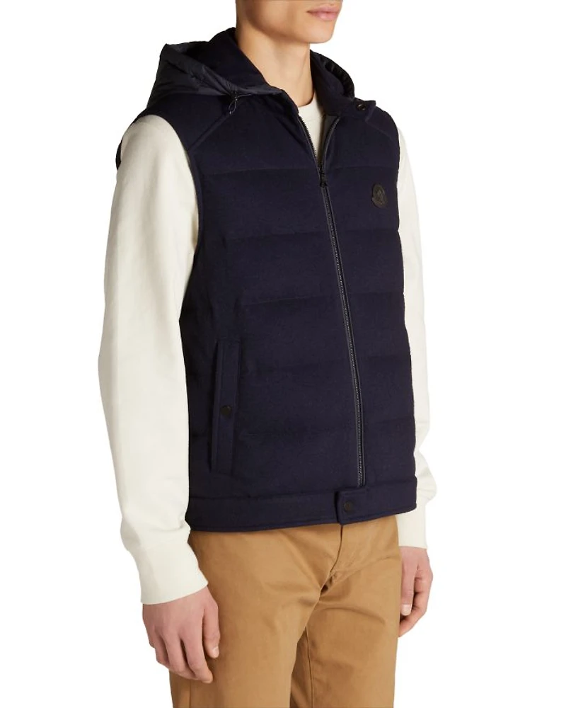 Rezila Cashmere & Nylon Full Zip Hooded Down Vest