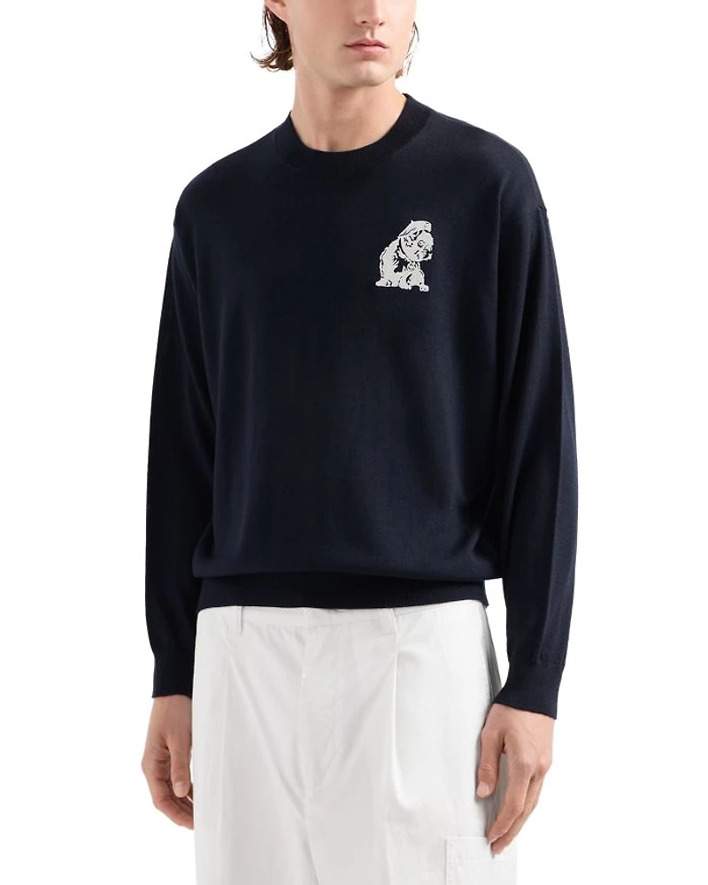 Embroidered Bulldog Sweater