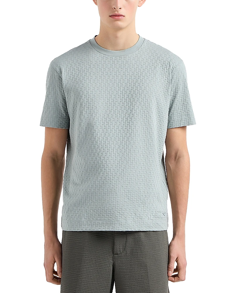 Emporio Armani Cotton Jersey Textured Brick Jacquard Tee