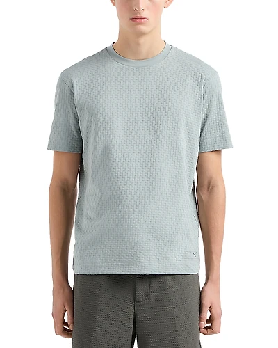 Emporio Armani Cotton Jersey Textured Brick Jacquard Tee
