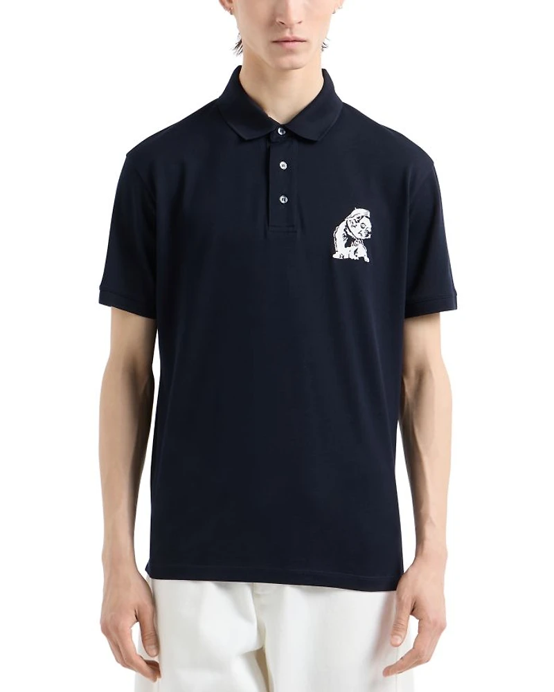 Mercerized Cotton Piquet Bulldog Embroidery Polo