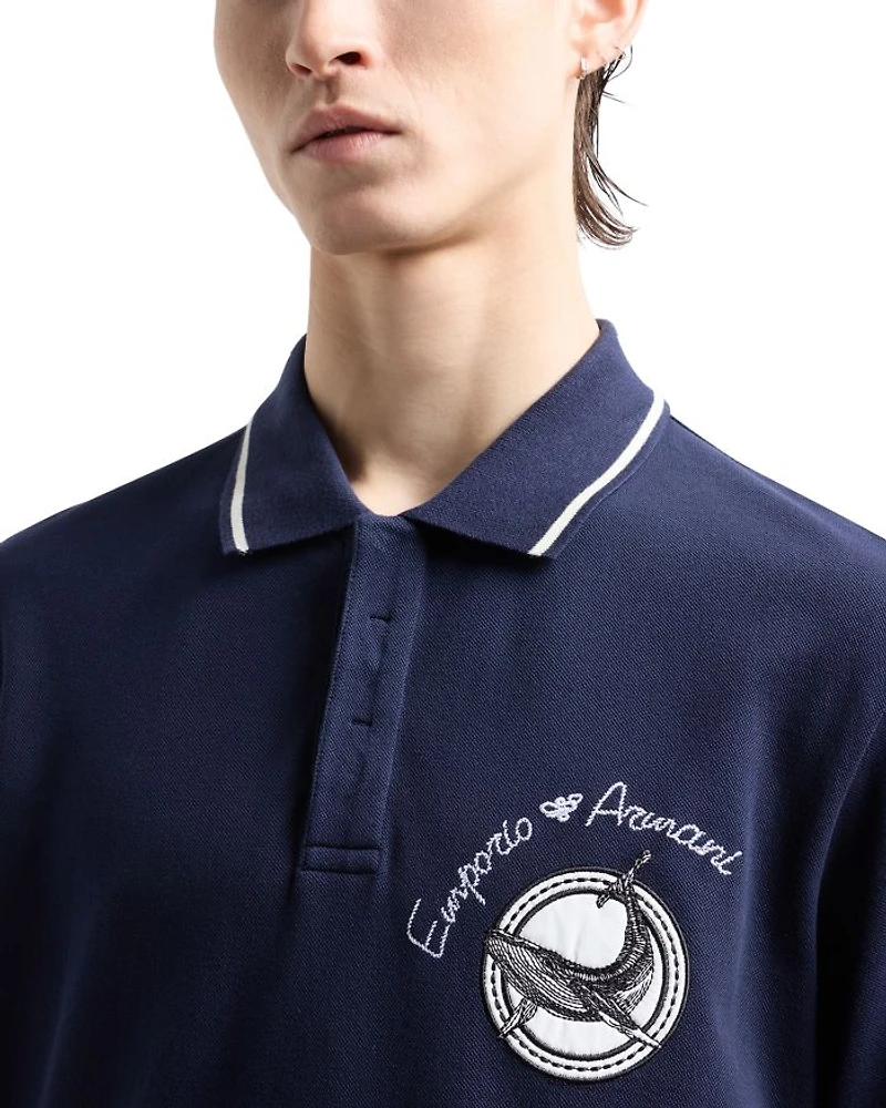 Cotton Piquet Whale & Logo Embroidery Polo