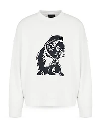 French Terry Crewneck Bulldog Embroidery Sweatshirt