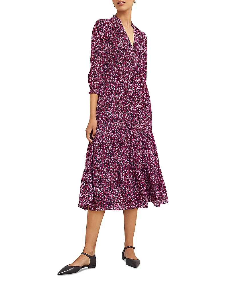 Hobbs London Freda Printed Tiered Midi Dress