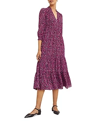 Hobbs London Freda Printed Tiered Midi Dress