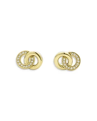 18K Yellow Gold & Sterling Silver Signature Caviar Diamond Interlocking Stud Earrings