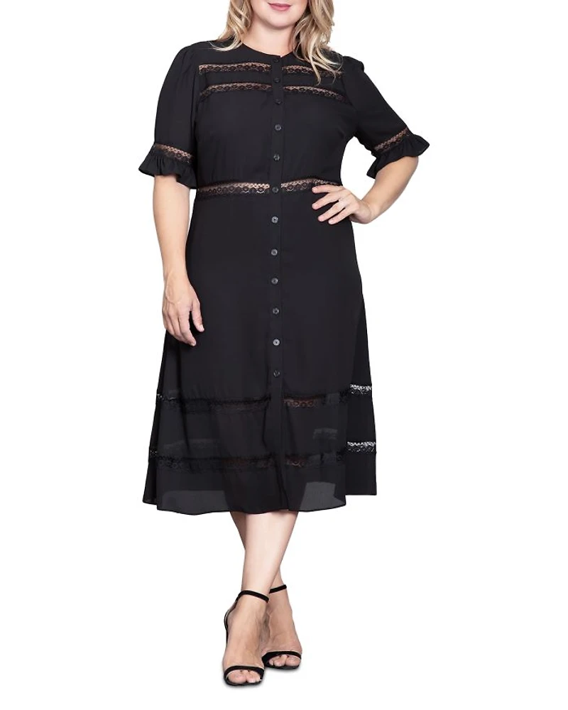 Button Front Midi Dress