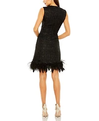 Embellished Feather Trim Shift Dress