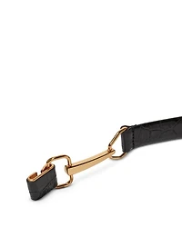 Horsebit Croc Embossed Leather Belt