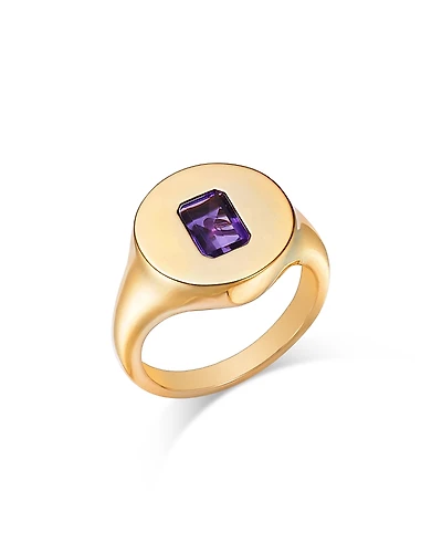 Bloomingdale's Fine Collection Amethyst Emerald Cut Pinky Ring