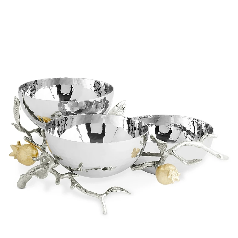 Michael Aram Pomegranate Silver and Gold Triple Bowl