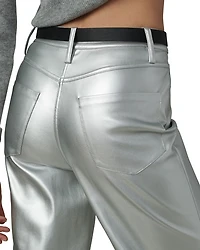 The Margot Faux Leather Straight Jeans Plated Silver
