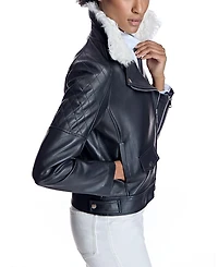 Leather Jacket with Shearling Collar