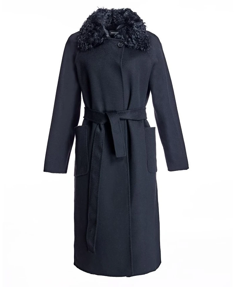 Belted Wool Coat with Collar