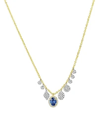 Meira T 14K White & Yellow Gold Blue Sapphire & Diamond Dangle Pendant Necklace, 18-20