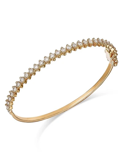 14K Yellow Gold Lab Grown Diamond Bangle Bracelet