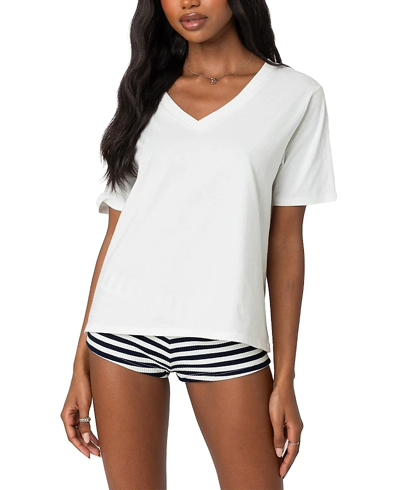 Edikted Loose Fit V Neck T Shirt