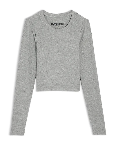 KatieJnyc Girls' Livi Cropped Long Sleeve Tee - Big Kid