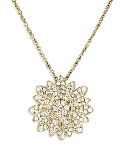 Roberto Coin 18K Yellow Gold Margherita Diamond Flower Pendant Necklace, 16-18