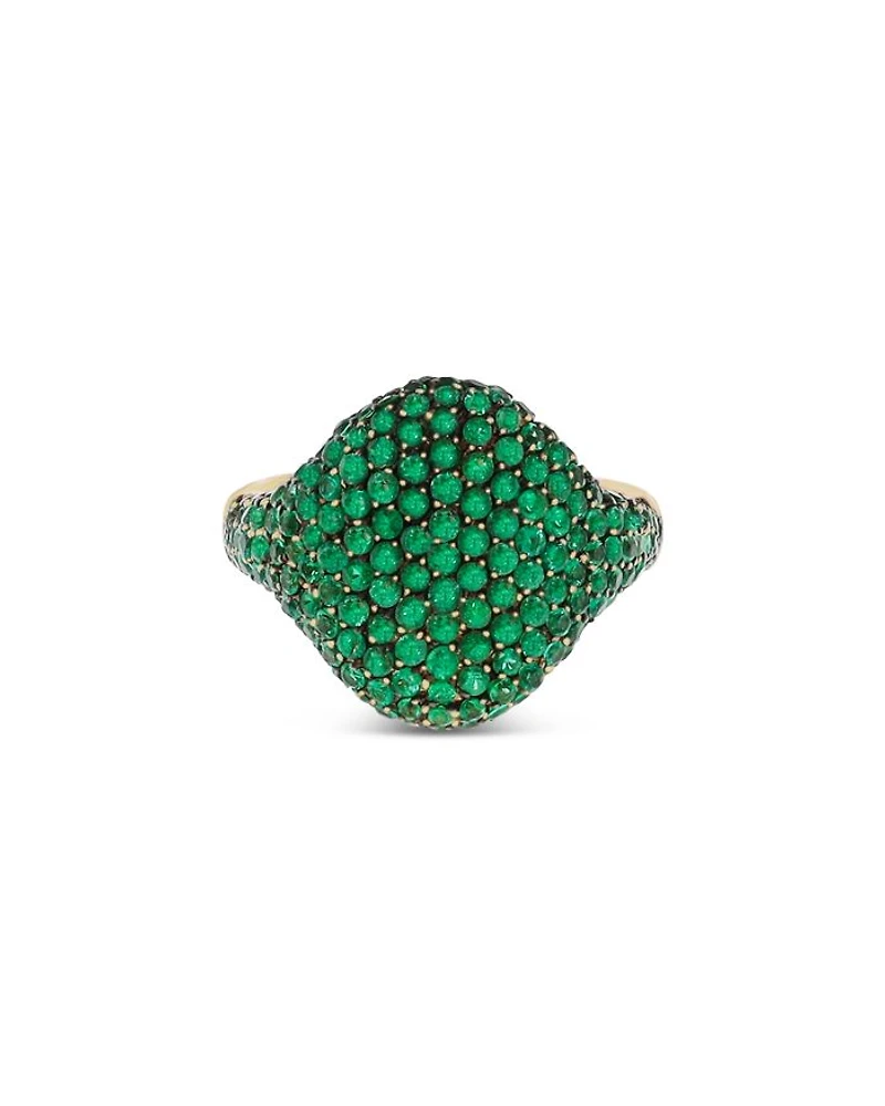 18K Yellow Gold Serpent Emerald Pavé Dome Statement Ring - Exclusive, Italy Campaign