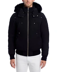 Shearling Trim Down Bomber Jacket