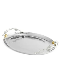 Pomegranate Silver and Gold Tone Oval Tray