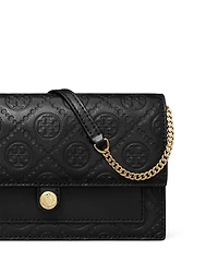 T Monogram Leather Chain Wallet