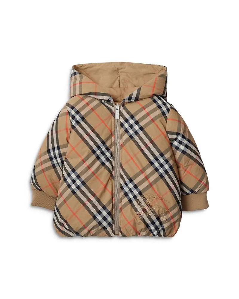 Girls' Reversible Check Puffer Jacket - Baby