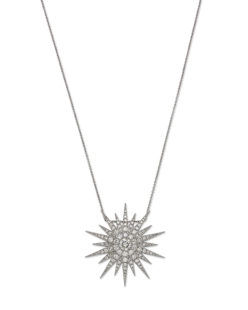 Bloomingdale's Fine Collection Diamond Starburst Pendant Necklace 14K White Gold, 2.0 tcw