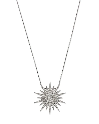 Bloomingdale's Fine Collection Diamond Starburst Pendant Necklace 14K White Gold, 2.0 tcw