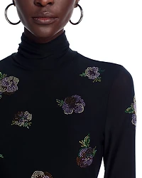 Pansies Mesh Turtleneck Top - Exclusive